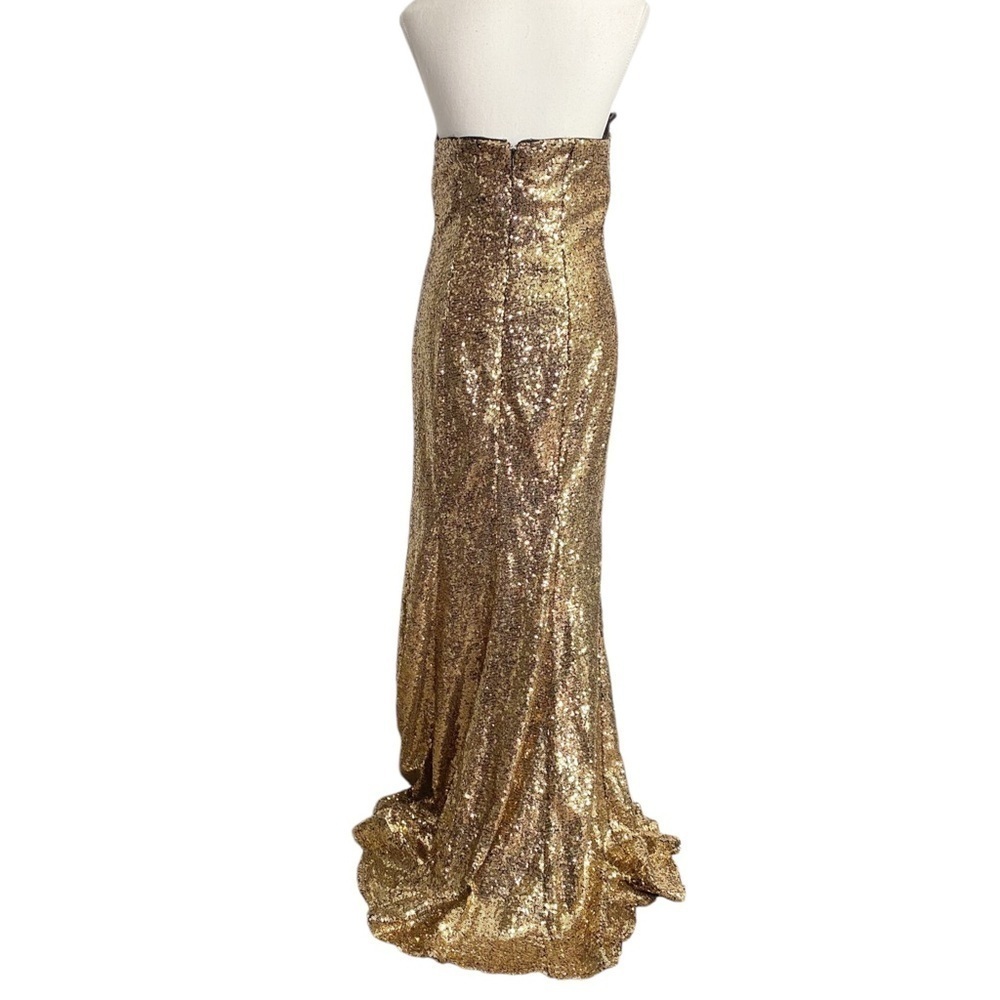 Gold Sequin Strapless Gown - Picture 2 of 15